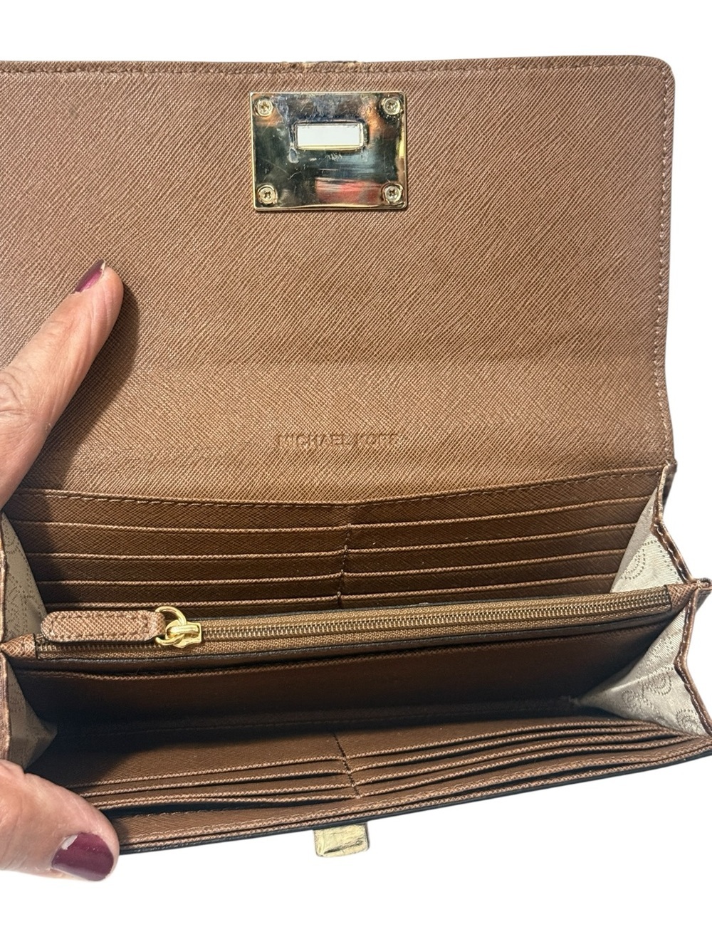 Michael Kors Brown Croc-Embossed Leather Wallet in good condition - Picture 12 of 16